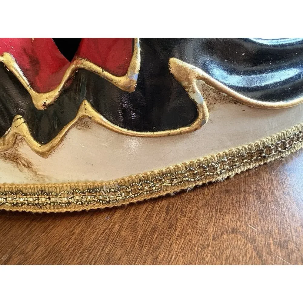 Vintage La Maschera del Galeone Venetian Mask Hand Painted Italy Venezia Red